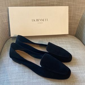 LK BENNETT Tina Black Suede Loafers. Never worn. New with box and packaging